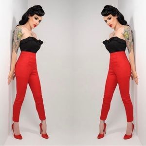 Deadly Dames cigarette pants - red XL